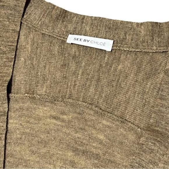 See by Chloe Wool Alpaca Brown Relaxed Fit Cardigan Size 4 - Picture 7 of 12